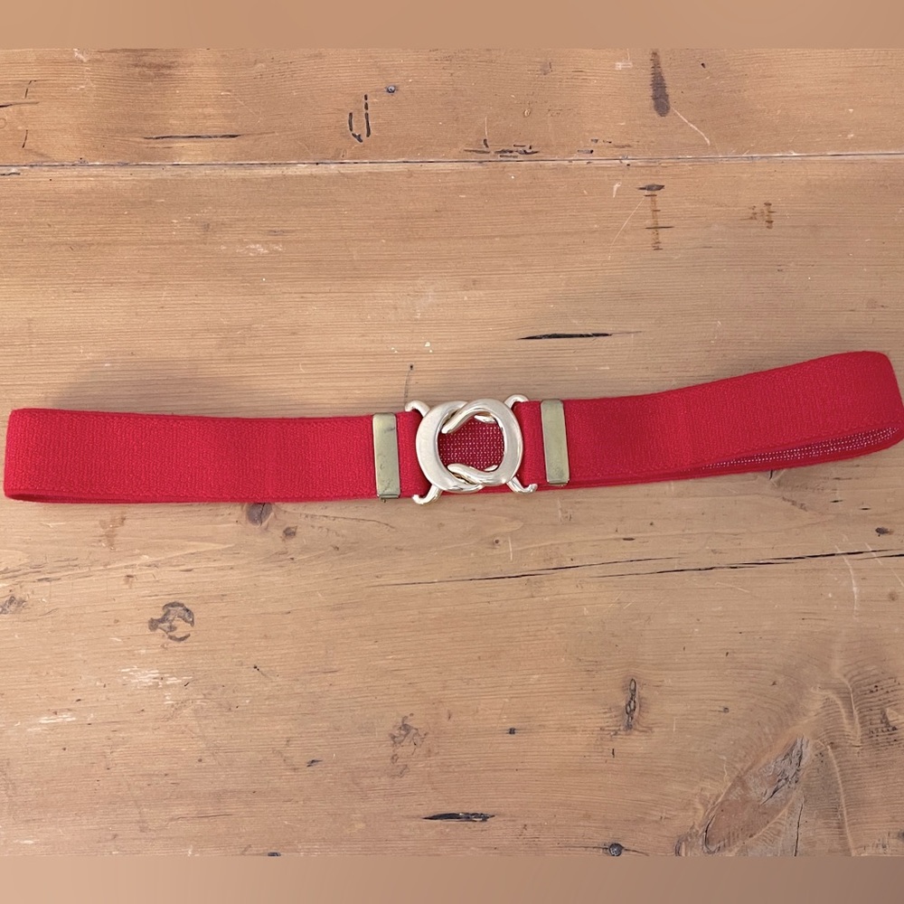 Vintage Elastic Belt w/Interlocking Buckle- Sz M/L